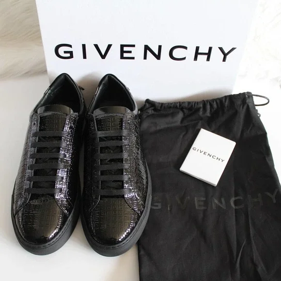 Givenchy Women's Urban Street Allover Logo Monogram Black Patent Leather Sneaker - Picture 6 of 16